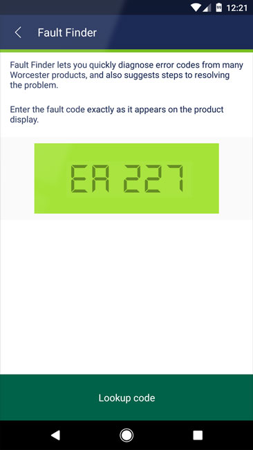 App fault finder screen