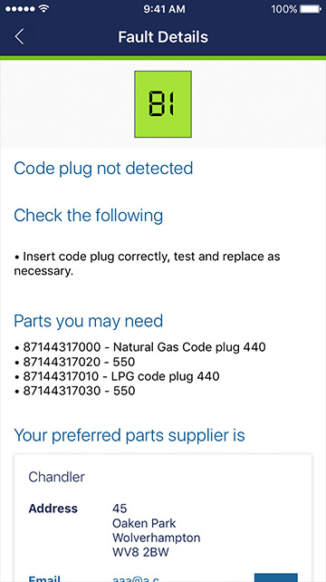 App fault finder screen