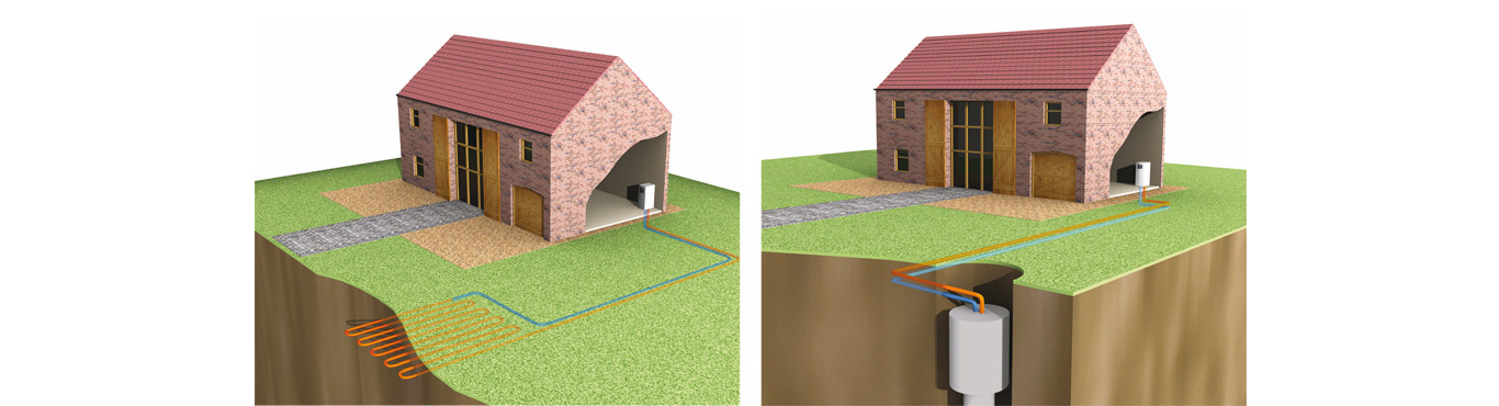 Diagrams of a standard heat pump setup.