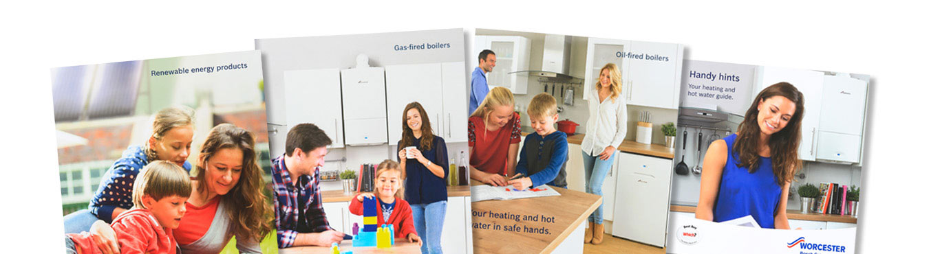 Picture of four example brochures stacked.